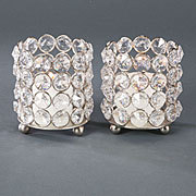 Silver Finish Crystal <b>Hurricane</b> Pillar Holder (Candelabra Style) for Weddings & Parties-Other Candle Holders <b>Lanterns</b> & Jars - Product Image 5