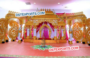 พระราชแต่งงานทองแบบดั้งเดิม Mandap แต่งงานสีทองแกะสลัก Mandap Mandap ทอง - Product Image 4