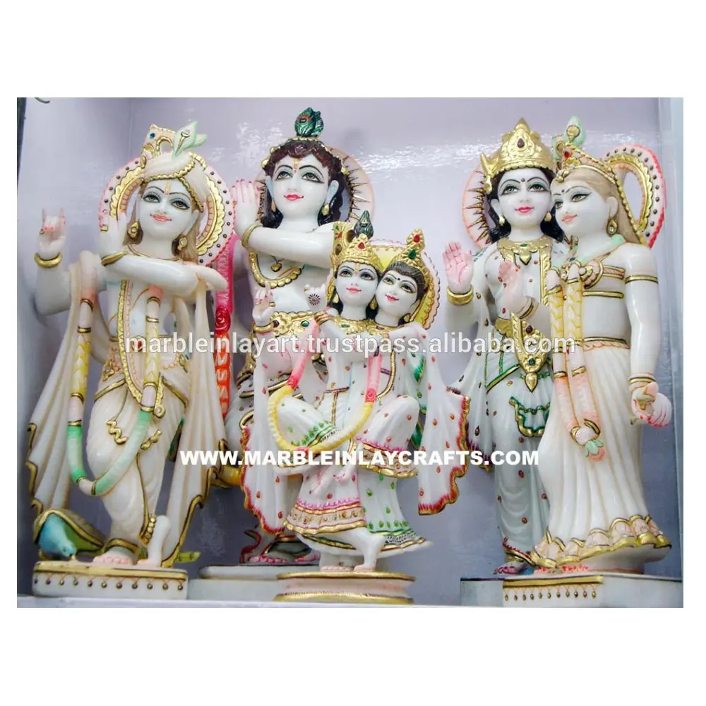 Exclusieve Makrana Marmer Radha Krishna Sculptuur