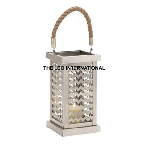 <b>Candle</b> Lantern and Stainless Steel Metal Wall <b>Hanging</b> for Home Weddings for Christmas Decorations 5x5x10 Inch - Product Image 1