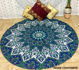 Cotton Peacock Mandala Hippie <b>Meditation</b> Yoga <b>Mat</b> Beautiful Soft Woven Indian Beach Towel Tapestry Multiple Colors Home Decor - Product Image 3