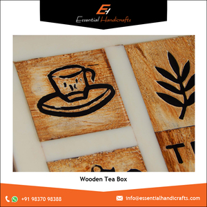 กล่องไม้ใส่ชา6ช่องงานแฮนด์เมดกล่องใส่ของแบบตั้งโต๊ะอุปกรณ์จัดระเบียบถุงชาอุปกรณ์เสริมในครัว - Product Image 2