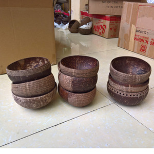 Cuencos de coco de alta calidad, cuenco de coco natural hecho a mano grabado - Product Image 2