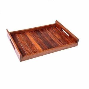 Plateau de service classique en bois, pour service de vaisselle maison et hôtel, avec poignée, livraison gratuite - Product Image 2