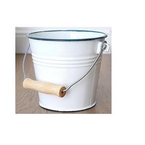 Mini Cubo de Metal Esmaltado Blanco, Cubo para Hielo Esmaltado, Cubo Galvanizado - Product Image 4