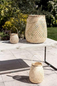 โคมไฟไม้ไผ่ธรรมชาติรักษ์โลกพร้อมที่ใส่เทียนทำจากแก้ว ตกแต่งบ้าน ราคาส่งที่ดีที่สุด - Product Image 2