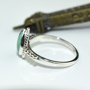 Superbe bague en argent Sterling 925, Turquoise verte en forme de poire, bijoux de créateur, bijoux fins - Product Image 3