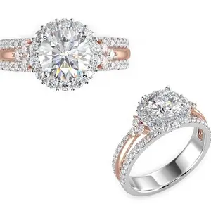 Livraison gratuite GIA Certified White Gold Solitaire Diamond Bagues de fiançailles pour femmes $2000 Clients responsables des droits d'importation - Product Image 1