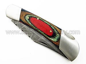 Grandsharp — couteau pliant à lame de damas fait à la main avec housse en cuir de vache (SMF09), utilitaire, couteaux Sm en acier, damas serrure à dos OEM 3 Mm PK - Product Image 6