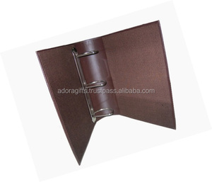 Customized Logo Brown Leather 3-Ring Binder <b>Portfolio</b> for Business Use Filing Products - Product Image 2