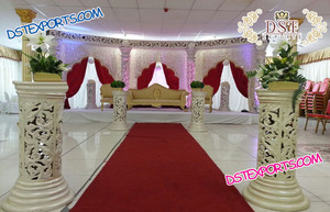 Conjunto de decoración de escenario de boda india, conjunto de escenario de recepción musulmana exclusiva árabe - Product Image 5