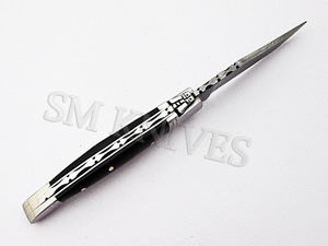 Cuchillo de Bolsillo Laguiole de Acero de Damasco de Grado Industrial, Tamaño Pequeño, Mango de Cuerno de Búfalo OEM, Garantía de 3 Años (smf30) - Product Image 5