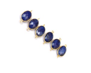 Saphir bleu pierre précieuse plaqué or forme ovale simple caution à facettes meilleur cadeau pour son connecteur de lunette fait main - Product Image 2