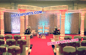 Mandap para Ceremonia de Boda India, Compra al por Mayor, Mandap Iluminado Dorado, Elegante Mandap Hindú para Bodas, Decoración para Eventos en EE. UU. y Reino Unido - Product Image 4