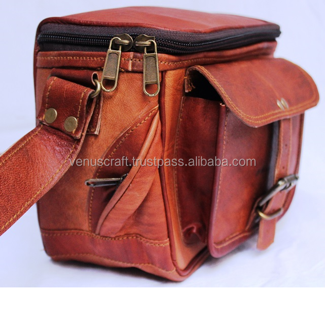 Handmade Genuine Leather Sling Camera Satchel DSLR & SLR Vintage Style Vintage Shoulder Messenger Bags Digital Camera Protection