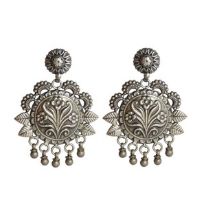 Pendientes de tuerca de plata 925 de último estilo, joyería de plata de ley sólida, pendientes con patrón Jhumka, joyería - Product Image 1