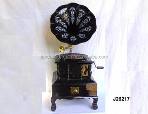 Gramophone เขาสัตว์ระบายสีพร้อมฐานไม้,ของตกแต่งบ้านห้องนั่งเล่นหีบเสียง - Product Image 3