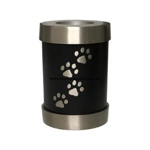 Urnes de cendres de crémation pour animaux de compagnie gravées de patte de couleur marron en laiton pour les cendres funéraires de chiens et de chats par le fabricant indien - Product Image 2