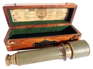 กล้องส่องทางไกลกัปตันเรือทองเหลืองพร้อมกล่องไม้เนื้อแข็งทำจากทองเหลืองเป็นของขวัญ - Product Image 2