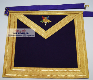 Delantal Masónico de Imitación de Cuero Bordado con la Cruz de los Masones, Parche de Bordado en Punto de Cruz, Cinta Artesanal - Product Image 4