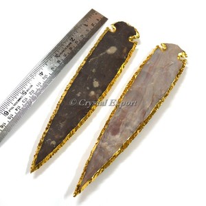 หัวลูกศรเคลือบทองขนาด 7 นิ้ว ทำจากอาเกต - Product Image 1