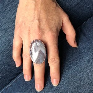 Bague Agate du Botswana Ovale Ronde Poire Carré Rectangle Pierre Naturelle Cabochon Pierre Sterling 925 Argent Sterling - Product Image 6