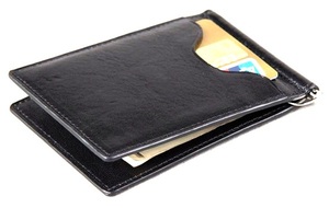 Cartera plegable de calidad superior para hombre, estilo Simple, PU, cuero negro, bolsillo para tarjetas, Clip para dinero, Material principal, forro metálico de Metal - Product Image 2