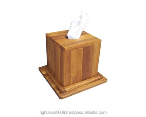 Boîte de rangement de mouchoirs en bois d'acacia de première classe Design européen pour la cuisine salon salle à manger Villa hôtel utilisation hospitalière en plein air - Product Image 1