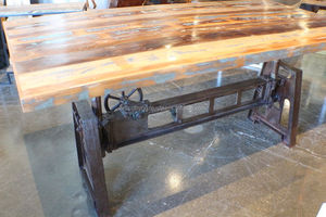 Mesa de Comedor con Manivela de 80 Pulgadas de Largo, Estilo Industrial Vintage, Acabado Envejecido, Tapa de Madera de Teca - Product Image 3