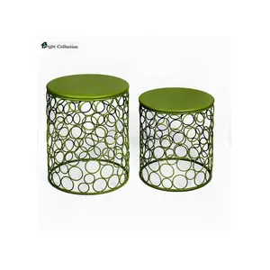 Table d'appoint ronde en fer vert clair bon marché, table basse en fer, simple, de forme ronde, stable, tables et chaises