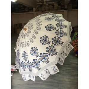 Parasols de plage bohèmes, parasols de soleil pour patios, faits à la main, uniques, imprimés à la main, motif floral Mughal Buta, parasol de jardin indien - Product Image 2