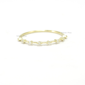 Sólido 14K amarillo oro Natural SI claridad G-H Color diamante eternidad banda anillo minimalista hecha a mano de joyería al por mayor - Product Image 1