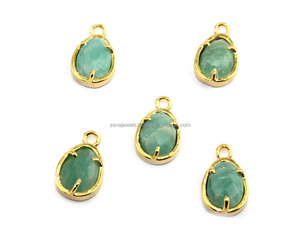 18K Plaqué Or Oeuf Forme Gemme Connecteurs Prong Réglage Naturel Lapis Lazuli DIY Unique Bail Bijoux Résultats Composants - Product Image 3