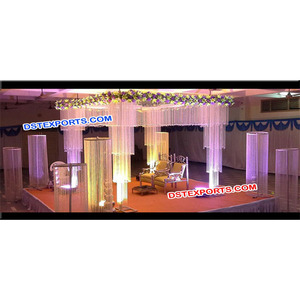 Mandap Colgante de Cristal para Bodas Indias, Juego de Mandap de Seis Pilares Completamente de Cristal, Fabricante de Mandaps para Bodas Indias en Australia - Product Image 1