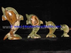 Statue de dauphin en onyx vert naturel, sculpture de poisson en pierre sculptée, décoration de jardin et objet cadeau - Product Image 6