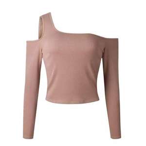 Haut court décontracté pour femmes T-shirt à manches longues tricoté à col rond 100% coton couleur personnalisée Bangladesh - Product Image 1