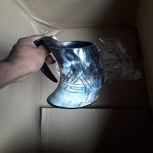 Taza de cuerno de vikingo de buey/vaca tallado a mano, la mejor calidad, novedad 2019 - Product Image 1