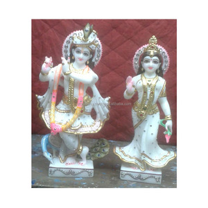 Estatua de Radha Krishna de mármol blanco, hecha en la India - Product Image 1
