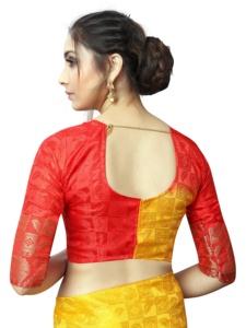 Impresionante Sari de seda amarillo Banarasi con trabajo Jacquard y blusa ApparelGarment - Product Image 6