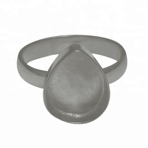 Pear Shape Black Ruthenium <b>Plain</b> <b>Ring</b> Finding Handmade Solid Sterling Silver Jewelry Manufacturer Wholesaler CASA DE PLATA - Product Image 1