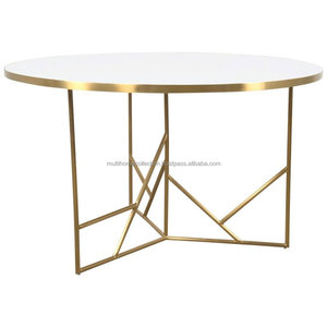 โต๊ะอาหารทรงกลมโลหะ ท็อปหินอ่อน สินค้ามาตรฐาน ดีไซน์ทันสมัยใหม่ ปี 2023 เฟอร์นิเจอร์ห้องครัว ห้องรับประทานอาหาร งานฝีมืออินเดีย - Product Image 1