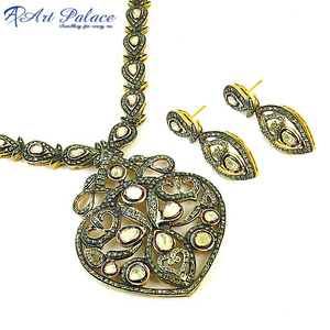 Victorian Necklace with Heart-Shaped Diamond Fashionable Gold-Colored <b>Jewellery</b> for Engagement Wedding Party - Product Image 2