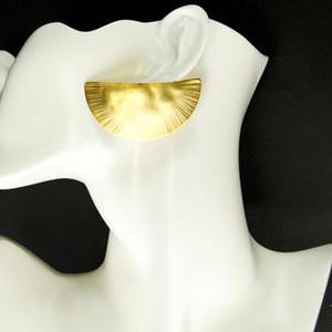 Pendiente de tuerca de diseño geométrico de boda Popular chapado en oro de moda de medio círculo - Product Image 1