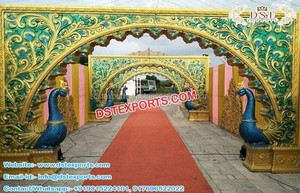 Puerta de bienvenida de boda india, decoración clásica de entrada de pavo real con temática de pavo real, a la venta - Product Image 4