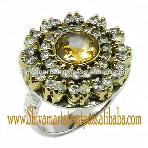 Clásico 925 plata esterlina citrino circón Multi piedra preciosa eternidad Vermeil anillo indio hecho a mano joyería de plata - Product Image 3