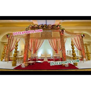 ชุดเจดีย์แกะสลักใยทองสำหรับงานแต่งงานงานแต่งงานสไตล์อินเดียแบบดั้งเดิมขายส่งผ้าใย Mandap ราคาประหยัดจาก USA - Product Image 1