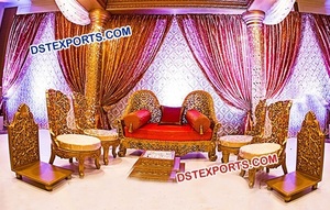 Wedding <b>Small</b> <b>Chairs</b> Stools for Mandap Lightweight Wood Material Customized Size Beautiful Setup for Hindu Marriage USA - Product Image 6