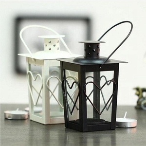 <b>Black</b> and White Iron <b>Lantern</b> Metal Candle Holders for Home Decoration for Wedding Use - Product Image 1