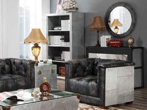 Noir antique pour aviateur chaise de canapé en cuir véritable chaise de loisirs élégante pour meubles de maison - Product Image 2