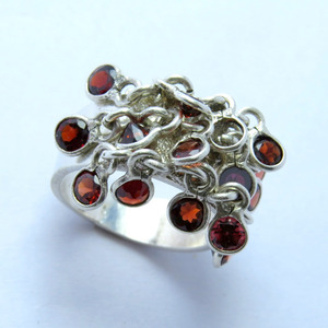 Anillo de piedras preciosas de Plata de Ley 925, ajuste de bisel clásico elegante, incrustaciones de granate de alta calidad para bodas y fiestas - Product Image 2